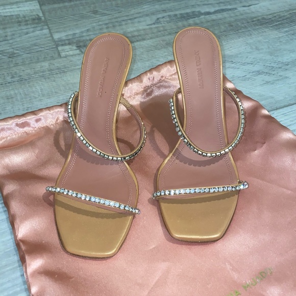 Amina Muaddi Shoes - 🚨RARE AMINA MUADDI GILDA CRYSTAL TAN HEELS 38🚨